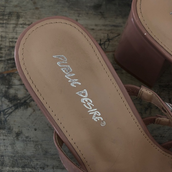 Public Desire Blush Studded Chunk Heels - Picture 3 of 7